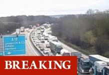 M25 traffic latest: Lanes closed both directions after lorry jackknifes – nine mile queues | UK | News (Reports)