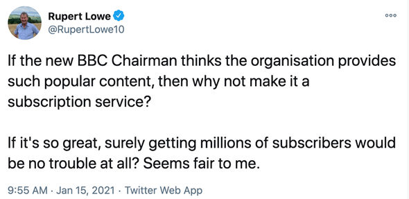 Rupert Lowe criticises BBC's licence fee