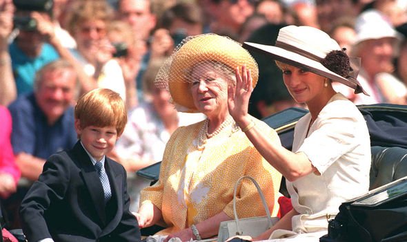 queen mother prince harry princess diana