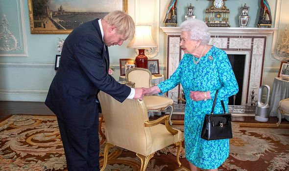 Prime Minister Boris Johnson greeting the Queen Prime Minister Boris Johnson greeting the Queen