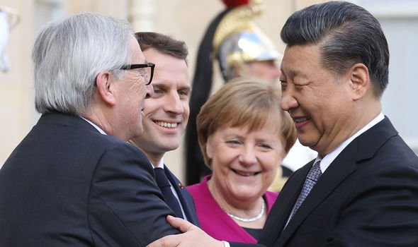Merkel, French President Macron and former European Commission President Juncker with President Xi Merkel, French President Macron and former European Commission President Juncker with President Xi