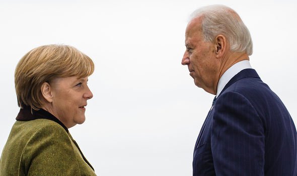 Biden with German Chancellor Angela Merkel, a figurehead within the EU Biden with German Chancellor Angela Merkel, a figurehead within the EU