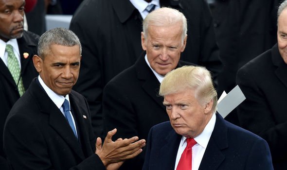 Trump, Biden's predecessor, at his 2017 inauguration Trump, Biden's predecessor, at his 2017 inauguration
