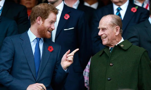 Harry and Philip pictured laughing together in public