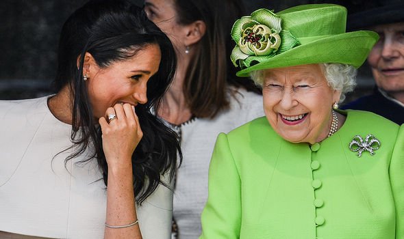 Meghan and the Queen showing their close bond together in 2018 Meghan and the Queen showing their close bond together in 2018