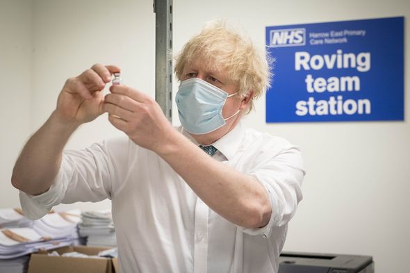 Boris Johnson with the AstraZeneca vaccine Boris Johnson with the AstraZeneca vaccine