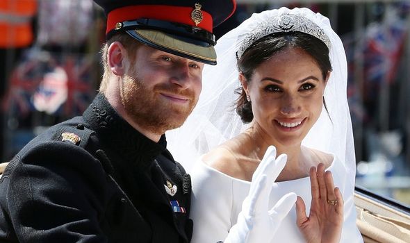 Harry and Meghan on their wedding day Harry and Meghan on their wedding day