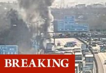 M25 traffic latest: M25 closed as lorry erupts into flames – terrifying images | UK | News (Reports)