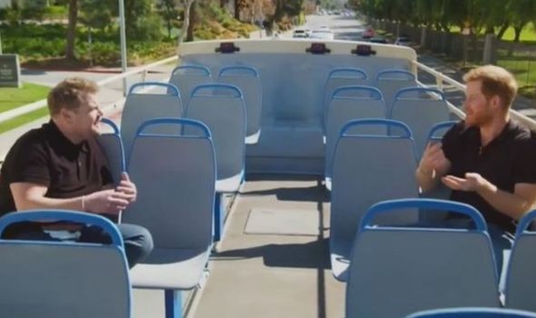 Prince Harry on the bus with James Corden Prince Harry on the bus with James Corden