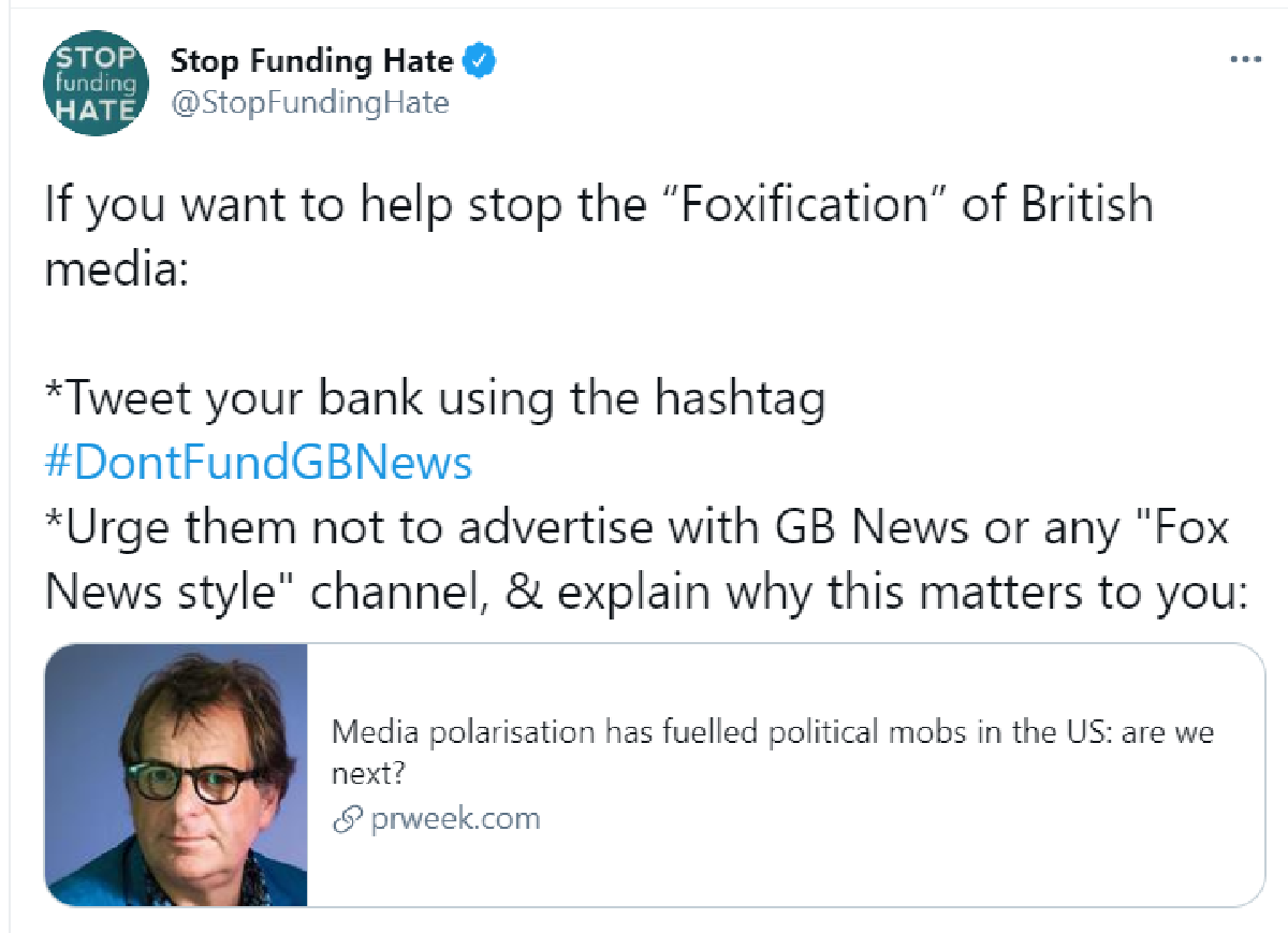 Stop Funding Hate campaign Stop Funding Hate campaign