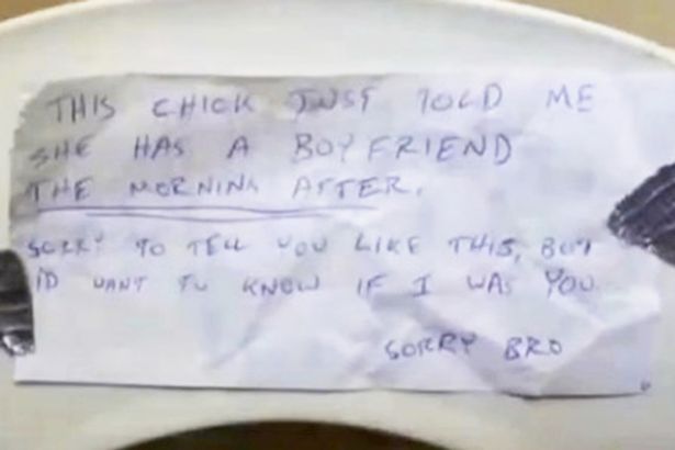 Cheating girlfriend exposed after man she hooks up with leaves sneaky note for her boyfriend